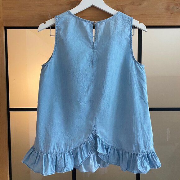 Chambray Ruffle Relaxed Fit Tank - Picture 2 of 2